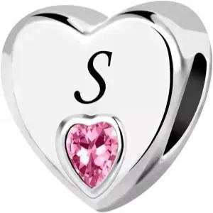 쿤비드 이니셜 A-Z 레터 러브 핑크 하트 알파벳 구슬 여성용 판도라 참 팔찌와 호환 가능