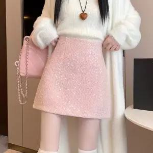 치마 여성용 미니 모직 울 정장 스팽글 봄가을 A라인 힙 원픽1