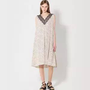 [(OZOC)] 티셔츠 레이어드옵션 넥 레이스 롱원피스 (택가격 199000원)