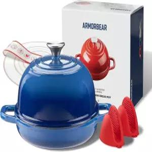 빵 굽기용 아머베어 더치 오븐-5QT 주철 사워도우 오븐 뚜껑 포함 홈메이드 돔 에나멜 원형 냄비 제빵사를