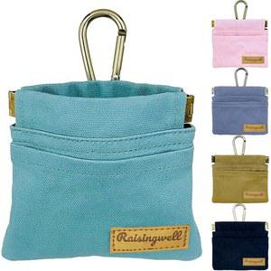 강아지 여행 또는 야외 사용을 위한 라이징웰 반려견 간식 파우치, 그린 포켓 크기의 반려동물 훈련 면직물, 카라비너가 포함된 핸드 프리 워킹백, 셀프 클로징 사료 보상