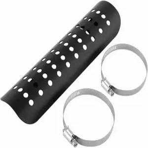 쿠잉테크 배기 히트 커버 다리용 모터사이클 9 X 2.4인치 미니 자전거 머플러 클램프 2개 포함 (블랙)