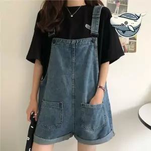 청바지 롤업 멜빵 반바지 여름 스타일 데님 zOP8+2JPg