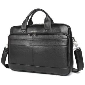 Augus 남성용 가죽 메신저 백, 빈티지 여행 백팩, 17인치 노트북, 서류 가방, 숄더백