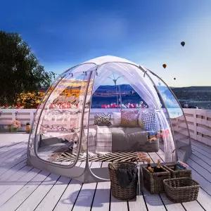 투명텐트 6각 우레탄창 원터치 포장마차천막 쉘터 바람막이 투명천막