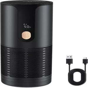 아린트 미니 자동차 공기청정기-4단 필터 및 LCD 디스플레이 15dB 조용하고 무선 트루 헤파 휴대용 소형