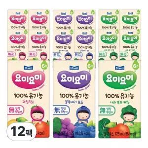 리뉴얼 매일유업 요미요미 유기농주스 3종 혼합세트 125ml 12개