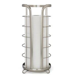 BROOKSTONE, 니켈 화장지 홀더, 독립형 욕실 티슈 오거나이저, 미니멀한 보관 솔루션, 현대적이고 세련된 디자인 [메가 롤 보관]