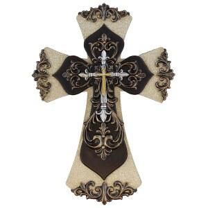 Old River 장식용 레이어드 토스카나 벽 크로스 스크롤리 Fleur De Lis