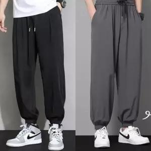 편한 와이드팬츠 남자 쿨바지 고무줄 아이스 밴딩