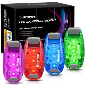 Sumree LED 안전등(4팩).스트로브 & 러닝 라이트 클립.반사식, 자전거 등을 위한 고감도 액세서리 장비, 러너, 자전거, 워킹, 도그 칼라, 유모차