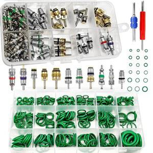 NOTISH 자동차 A/C 수리 키트, 270PCS 오링 세트 + 102PCS 에어컨 밸브 코어 더블 헤드 설치 도구, R12 R134a 냉동 타이어 스템 코어, 씰 키트