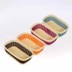 투톤 볼드 수납 PP라탄 정리 바구니 직사각 바스켓