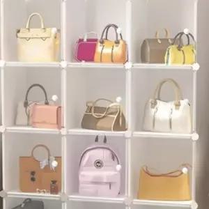 (색상1 4칸A(2열2층))조립식 수납장 핸드백 보관함 가방 정리함 2열2칸 소품_24539052