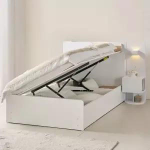 상일리베가구 라운디 호텔형 LED 반자동 리프트업 수납 침대프레임 SS(슈퍼싱글)+협탁1EA