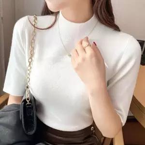 여성 반팔 반폴라 의류 니트 LM-0589 5부 상의