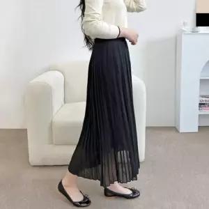 80901 플리츠스커트 밴딩스커트 쉬폰스커트 여자밴딩쉬폰플리츠주름롱스커트 KYI 여성