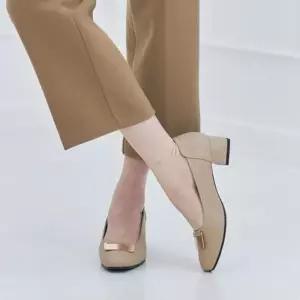 여자 클래식 블랙 베이지 메탈버클 정장 구두_3