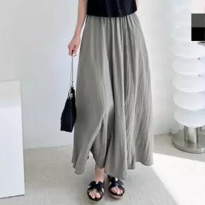 KYI 여자하의 맥시롱스커트 여성하의 밴딩 롱 주름플레어 80916 주름스커트 주름 스커