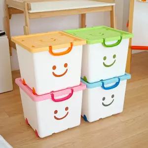 화이트 무빙 해피박스 2P 이동식 장난감 정리함