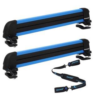 SOARIFY 2.0 다목적 Alumium 블루 스키 랙, 스트랩 캐리어 포함, 스키, 스노우보드, 낚싯대, 패들, 스케이트보드, 수상 웨이크보드, 범용 장착, 잠금, 튼튼한