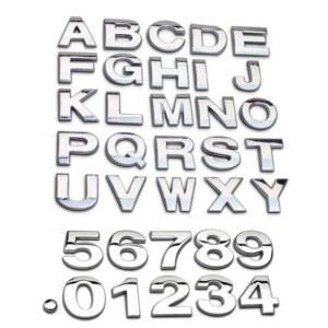 숫자스티커 자동차 스티커 데칼 금속 DIY 문자 번호 바디 외장 알파벳 액세서리 3D 45mm 실버 스티커