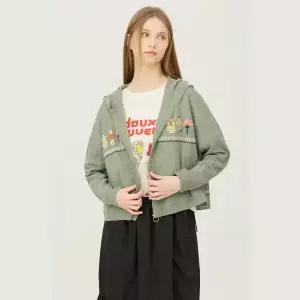 [베네통]블렌드 자수 후드 니트 가디건_BAKC14511