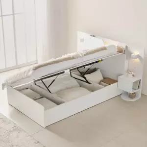 상일리베가구 라운디 호텔형 LED 반자동 리프트업 수납 침대프레임 SS(슈퍼싱글)+협탁2EA