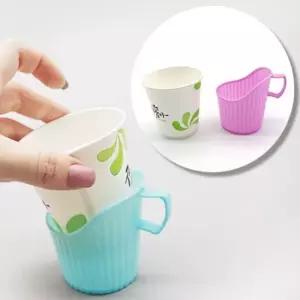 일회용컵홀더 손잡이홀더 사선디자인 종이컵 손잡이 홀더 원목원형 드링크홀더 티코스터