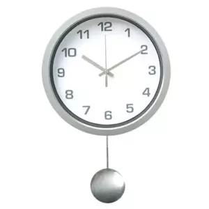 GB4204 무소음 실버라운드 메탈 추 벽시계 제조한국 추시계 무소음시계 원형시계 국산시계