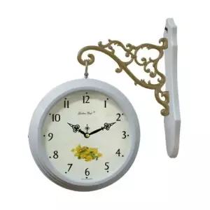 GB2113 화이트 꽃벽돌 메탈 양면 벽시계 제조한국 양면시계 집들이 선물