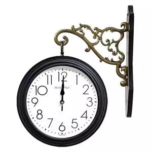 GB2301 양면 벽시계 진밤색 제조한국 양면시계 인테리어시계 유아동시계 교육용시계