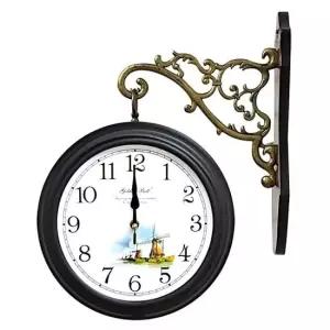 GB2302 양면 벽시계 진밤색 풍차 제조한국 양면시계 인테리어시계 유아동시계 교육용시계