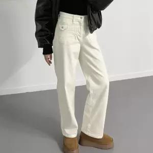 여자 빅사이즈팬츠 앞포켓 피치기모 통 면바지_3