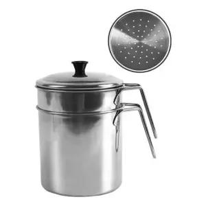 스텐 음식물 쓰레기통 2L 내부 거름망 손잡이 가정용