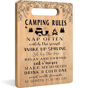 WARDOS 캠핑 규칙 도마, 애호가를 위한 선물, 여성 남성을 캠핑카 주방을 대나무 도마