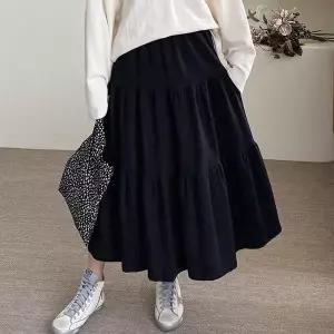 [하프클럽/셀러허브_여성트랜드패션]빅사이즈 602 감성티어드밴딩스커트 DYY