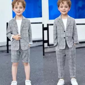 아동 정장 체크 블레이저 캐주얼 남아 정장 자켓 바지 투버튼 투피스 반바지 상하
