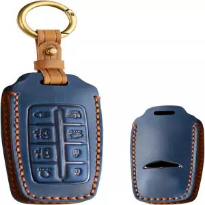 제네시스 G80 GV80 GV70 G90용 TECART 8 버튼 가죽 키 포브 커버 장착 전체 보호 리모컨 스마트 케이스