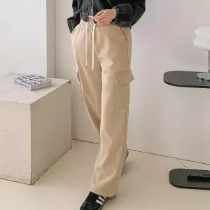 여자 카고팬츠 가을 겨울 기모 밴딩 골덴 바지_3