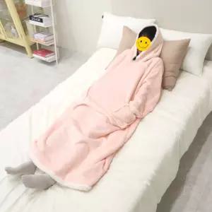 입는담요 후드담요 입는이불 망토 대형 블랭킷 롱 캠핑 양털 무릎 극세사