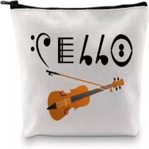BDPWSS 첼로 선물 연주자 음악 노트 메이크업 가방 재미있는 첼리스트 오케스트라 뮤지션 지퍼 여행 파우치