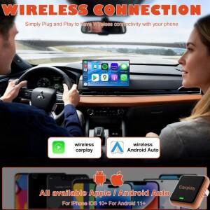 2IN1 미니 카플레이 유선 무선으로 전환 가능한 차량호환  AI 박스 USB 스마트 동글  연결 5G 와이파이 안