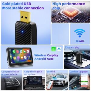 무선 카플레이 안드로이드 호환 오토 어댑터 2 in 1 미니 박스 BT WiFi 음성 어시스턴트 OEM 유선 차량 모