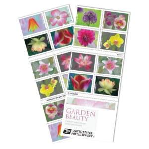 USPS Garden Beauty Forever Postage Stamps Book of 20 셀프 스틱 퍼스트 클래스 결혼 축하 기념일 꽃 파티 (스탬프 20장)