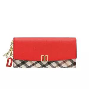 닥스핸드백 DCWA6E403R2 [VICTORIA] 레드 체크배색 DD로고 3단 중지갑