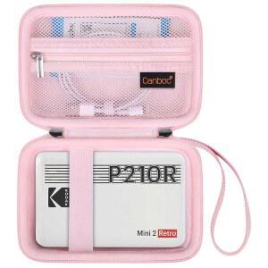 Canboc KODAK 미니 2 레트로 4PASS 휴대용 포토 프린터 /KODAK 샷 2-in-1 인스턴트 디지털 카메라용 케이스, 인화지 및 케이블에 맞는 메시 백, 핑크