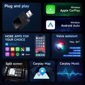 2IN1 유선 무선으로 미니 카플레이 차량용 호환AI 박스 WiFi 스마트 동글  연결 플러그 앤 안드로이드 호