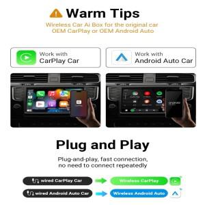 미니 유선 무선으로 전환 가능한 카플레이 어댑터 안드로이드 호환 오토 카 스테레오 메르세데스 폭스바겐