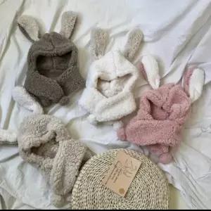 겨울 아동 어린이 뽀글이 토끼 후드워머 넥워머 목도리 모자